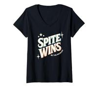 Women's Spite Wins Be The Problem Funny Sarcastic Retro Quote Humor V-Neck T-Shirt