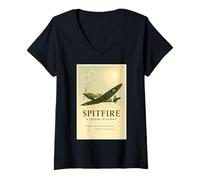 Womens Spitfire, A Legend in Flight V-Neck T-Shirt