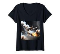 Womens Spitfire War Plane Design V-Neck T-Shirt