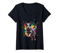 Women's Splash Art Australian Cattle Dog V-Neck T-Shirt