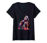 Womens Splash Art English Cocker Spaniel Spaniels V-Neck T-Shirt