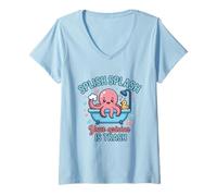Women's Splish Splash Octopus Your Opinion is Trash Bathtub V-Neck T-Shirt