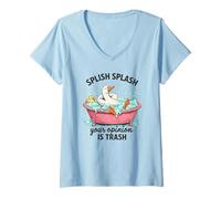 Women's Splish Splash Your Opinion is Trash Duck Bath V-Neck T-Shirt