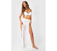 Womens Split Front Beach Trousers - White - M, White