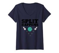 Womens Split Happens Bowling funny bowling Split Happens V-Neck T-Shirt