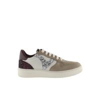 Women's split leather effect sneakers with sequins Victoria Madrid Beige 37