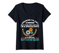 Womens Spoiled Wife of a Grumpy Old Mechanic Funny Quote V-Neck T-Shirt