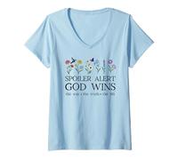 Womens Spoiler Alert God Wins I've Read The Final Chapter Christian V-Neck T-Shirt
