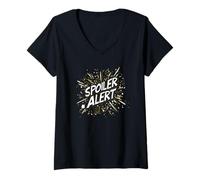 Womens Spoiler Alert Statement Emblem V-Neck T-Shirt