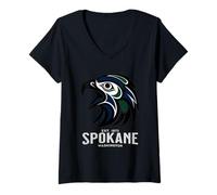 Women's Spokane Washington Haida Eagle Canoe Tribal V-Neck T-Shirt