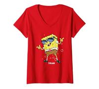 Womens Spongebob Squarepants Cool Yeah Sunglasses V-Neck T-Shirt