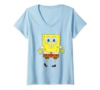 Womens SpongeBob SquarePants Cute Full Body Shot V-Neck T-Shirt
