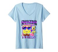 Womens Spongebob Squarepants I'm Ready Cool Neon V-Neck T-Shirt