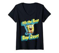 Womens Spongebob Squarepants It's The Best Day Ever! V-Neck T-Shirt