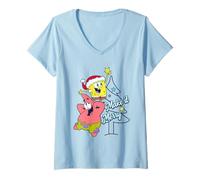 Womens Spongebob Squarepants Make It Merry Christmas V-Neck T-Shirt