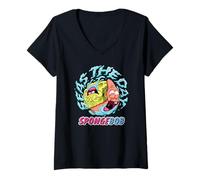 Womens Spongebob Squarepants Seas The Day Spongebob & Patrick V-Neck T-Shirt