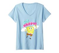 Womens Spongebob Squarepants Spongebob Get Happy Cute Rainbow V-Neck T-Shirt