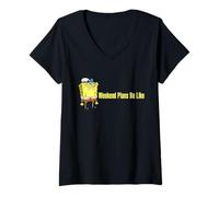 Womens Spongebob Squarepants Spongebob Weekend Plans Be Like V-Neck T-Shirt