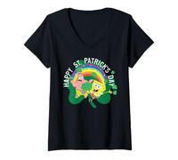 Women's Spongebob Squarepants St. Patrick's Day Holiday Duo Portrait V-Neck T-Shirt