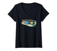 Womens Spongebob Squarepants Surf Wave Riding Style 90s Fun Artwork V-Neck T-Shirt