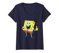 Womens Spongebob Squarepants Thumbs Up Funny V-Neck T-Shirt