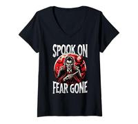 Womens Spook On Fear Gone Vampire Retro Horror V-Neck T-Shirt