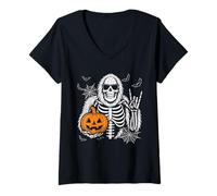 Womens Spooky Bigfoot Jack O Lantern Skeleton Halloween Boys Men's V-Neck T-Shirt