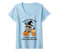 Womens Spooky Biscuits Club we Raise Spirits and Knead Biscuits V-Neck T-Shirt