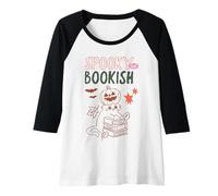 Womens Spooky But Bookish Pumpkin Cat Halloween Reading Book Lovers Raglan Baseball Tee