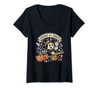 Womens Spooky but Sweet Witch Cat V-Neck T-Shirt