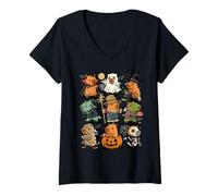Womens Spooky Capybaras Creepy Kawaii Cappy Halloween Capybara V-Neck T-Shirt