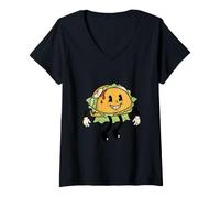 Women's Spooky Cute Vampire Taco Kawaii Food Fangs V-Neck T-Shirt