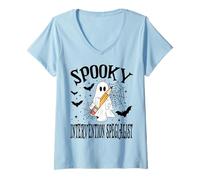 Womens Spooky Intervention Specialist Halloween School V-Neck T-Shirt