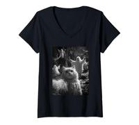 Womens Spooky Persian Cat Selfie Ghosts Haunted Forest Halloween V-Neck T-Shirt