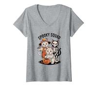Womens Spooky Squad Cute Halloween Cats in Costumes V-Neck T-Shirt
