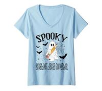 Womens Spooky Substance Abuse Counselor Halloween School V-Neck T-Shirt