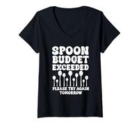 Womens Spoon Budget Exceeded Try it Again Tomorrow Spoonie V-Neck T-Shirt