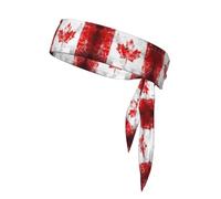 Women's Sport Headband Sweatband, Non-Slip, Adjustable Retro Canada Flag Head Tie for Workouts, Running, Yoga, and Fitness