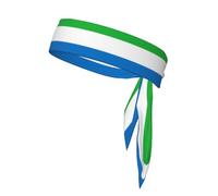 Women's Sport Headband Sweatband, Non-Slip, Adjustable Sierra Leone Flag Head Tie for Workouts, Running, Yoga, and Fitness
