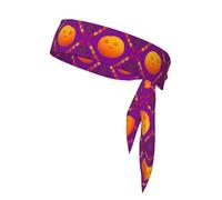 Women's Sport Headband Sweatband, Non-Slip, Adjustable Smiley Orange Head Tie for Workouts, Running, Yoga, and Fitness