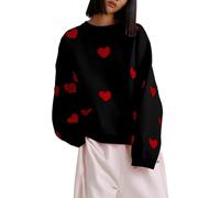 Womens Sport Jacket Sweatshirts for Women UK Women Love Embroidered Round Neck Casual Long Sleeve Turtleneck Pullover Top Loose Sweatshirt Sweater Pumpkin Sweater Icelandic Jumpers for (Black, L)