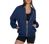 Womens Sport Jacket Zip Up Oversized Sweatshirts Y2K Clothes Fall Outfits Long Sleeve Casual Hoodless Coat Open Front Candigans Streetwear Jackets Fall Winter Warm Outwear with Pocket for Teen Girls