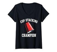 Women's Sport Stacking Speed Stacking Champion Cup Stacker V-Neck T-Shirt