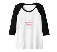 Women's Sports are Just Sports: Equality Message Raglan Baseball Tee, Women, Black/White, L