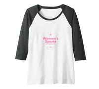 Women's Sports are Just Sports: Equality Message Raglan Baseball Tee, Women, Dark Heather/White, S