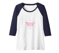 Women's Sports are Just Sports: Equality Message Raglan Baseball Tee, Women, Navy/White, XXL