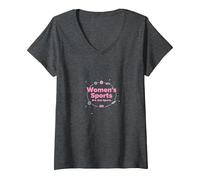 Women's Sports are Just Sports: Equality Message V-Neck T-Shirt, Women, Dark Heather Grey, XL