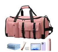 Women's Sports Bag - Large Waterproof Travel Bag - Outdoor Storage Organizer for Clothes, Shoes, Towels, Gloves, Skipping Ropes and Fitness Bands, Pink, Se référer au descriptif, Refer to description