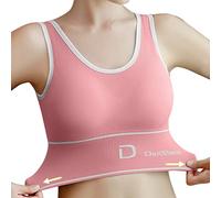 Women's Sports Bra,Low Back Camisole,Soft Support Sportswear Vest,Seamless Sports Bralettes Wirefree Comfort Crop Top with Removable Pads for Fitness Yoga Daily Wear Bra (Pink, M)