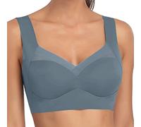 Women's Sports Bra, Non-Wired Classic Push Up Bra No Ironing Plus Size Padded Strong Hold Skin Friendly Cotton Breathable Seamless Sleep Bra, Navy blue, 3XL